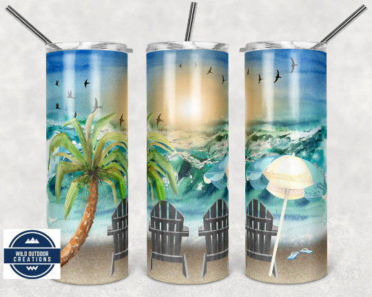 Beach Sunset 20oz Skinny Tumbler
