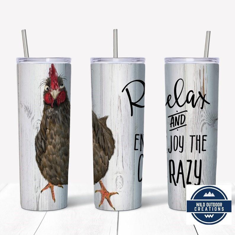 Crazy Chicken Tumbler, 20 oz Tumbler, To Go Cup with Lid and Straw, Iced Coffee  Tumbler – Wild Outdoor Creations