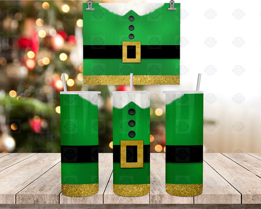 Elf Suit 20oz Skinny Tumbler with Straw Lid - Festive Travel Coffee Mug for Holiday Cheer