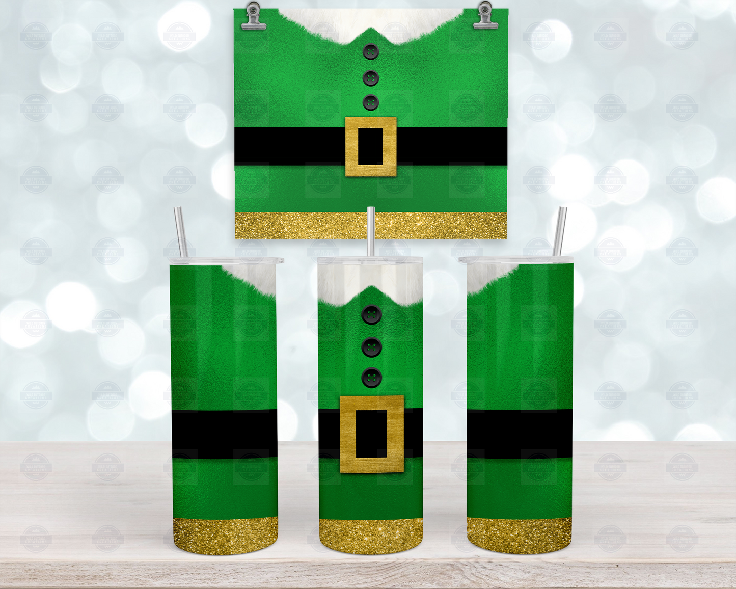 Elf Suit 20oz Skinny Tumbler with Straw Lid - Festive Travel Coffee Mug for Holiday Cheer