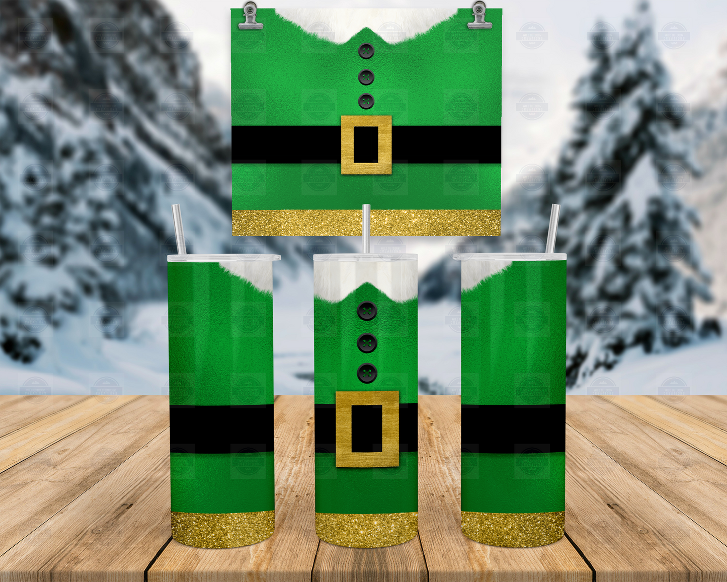 Elf Suit 20oz Skinny Tumbler with Straw Lid - Festive Travel Coffee Mug for Holiday Cheer