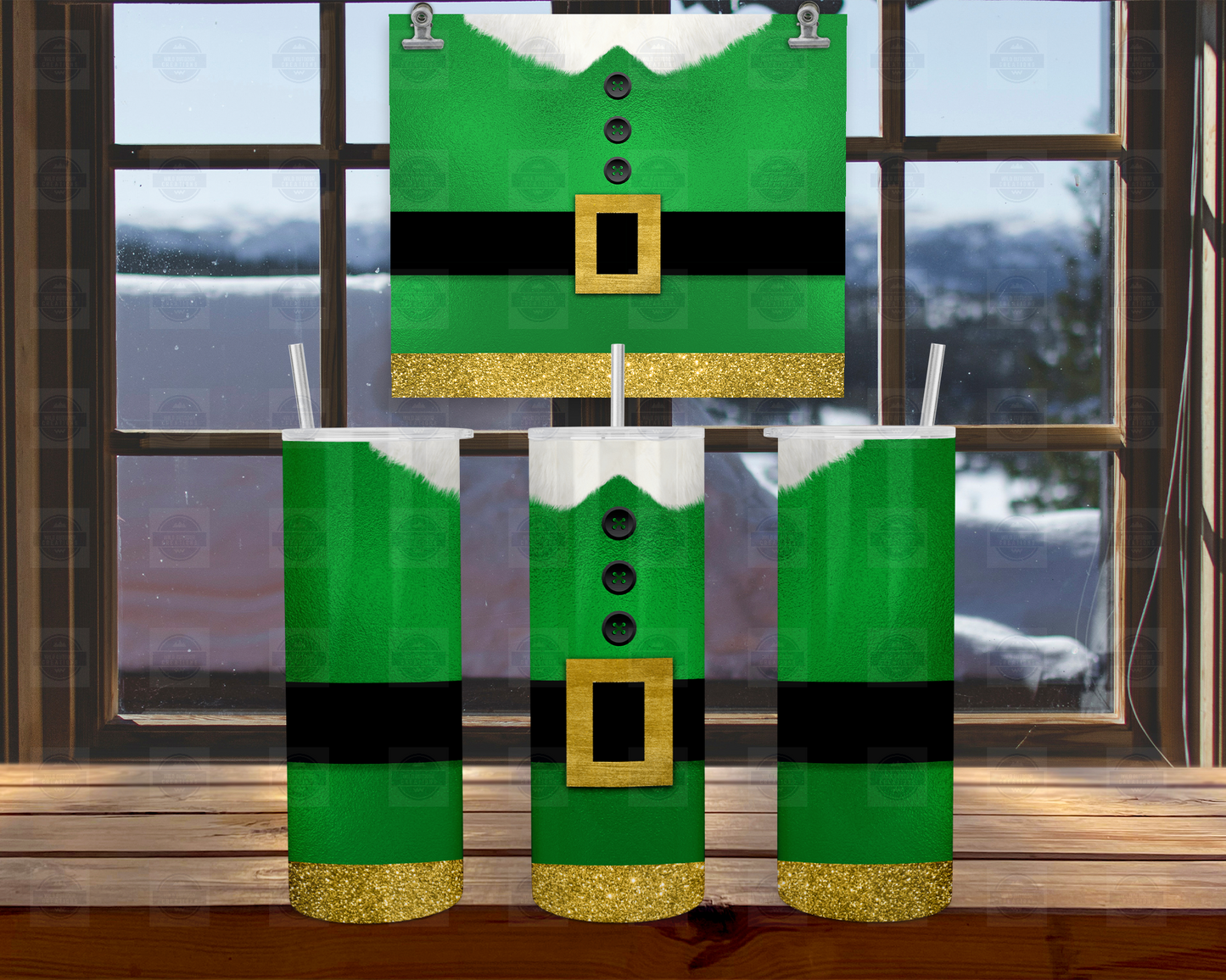 Elf Suit 20oz Skinny Tumbler with Straw Lid - Festive Travel Coffee Mug for Holiday Cheer