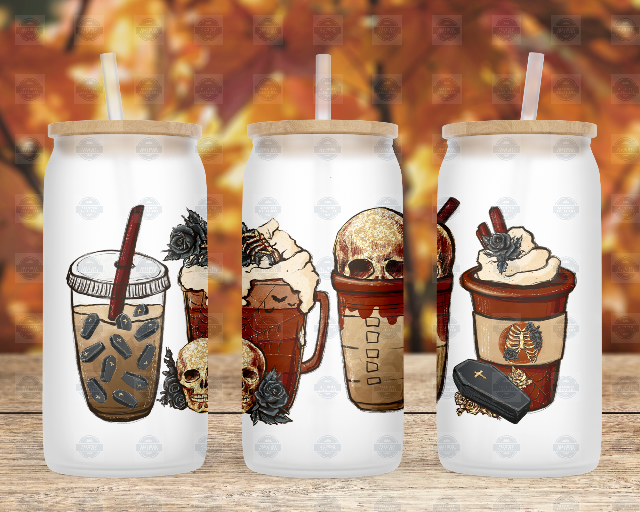 Gothic 16oz Glass Iced Coffee Cup with Lid and Straw – Wild Outdoor  Creations