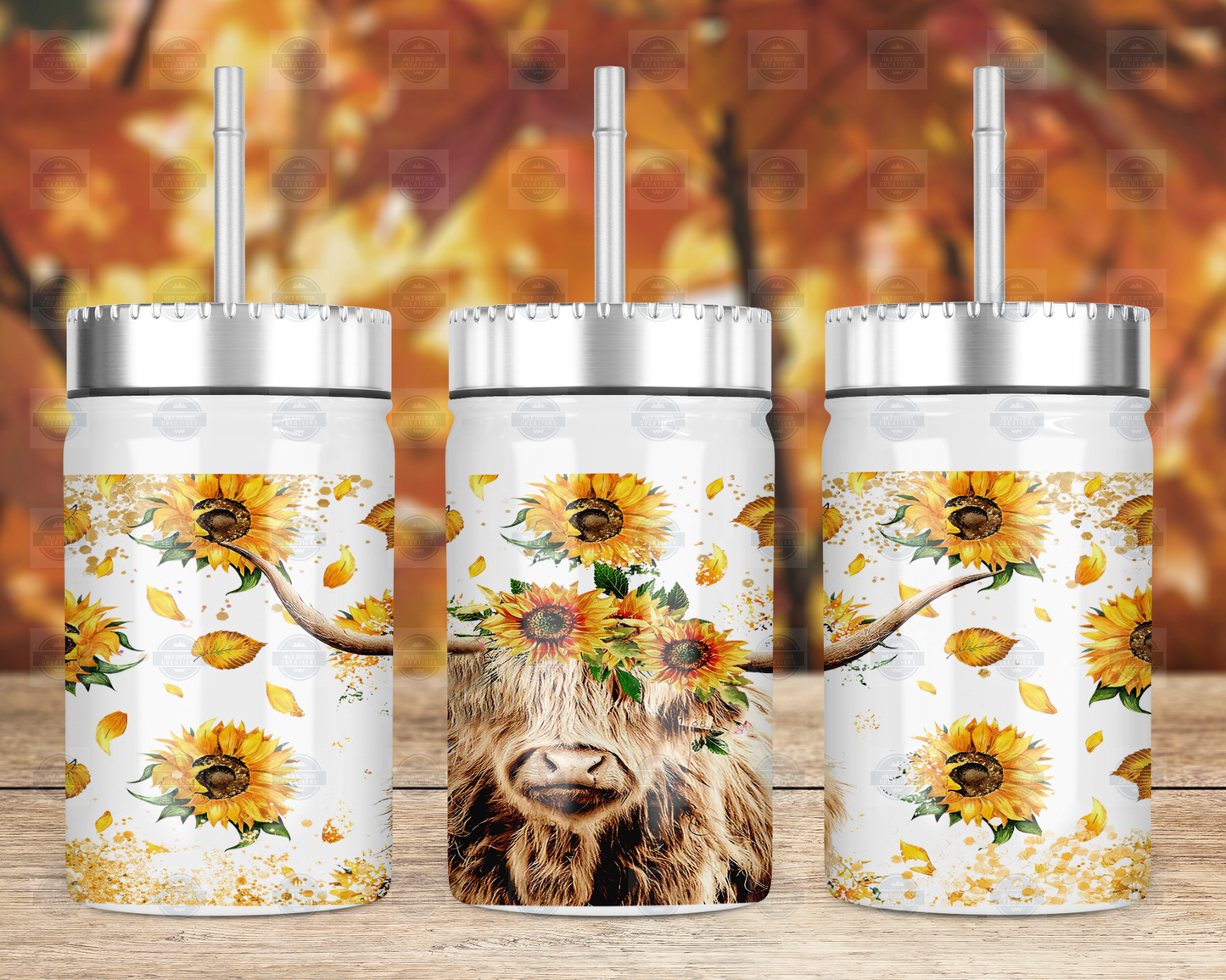 Highland Cow Mason Jar with Straw and Lid