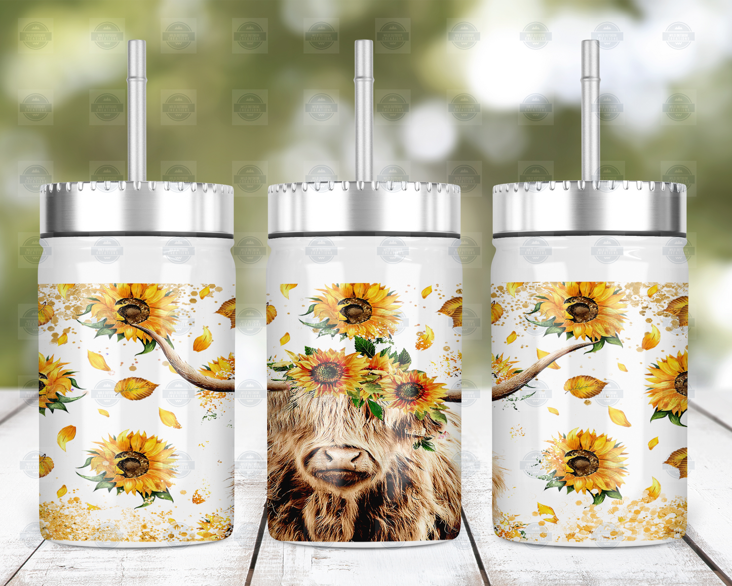 Highland Cow Mason Jar with Straw and Lid