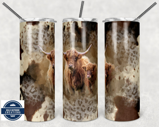 Highland Cow 20oz Skinny Tumbler - Insulated Drinkware for Cow Lovers Stylish and Functional