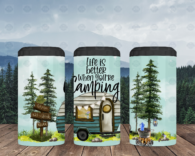 4-in-1 Can Cooler - Life is Better When Youre Camping Portable Beverage Holder