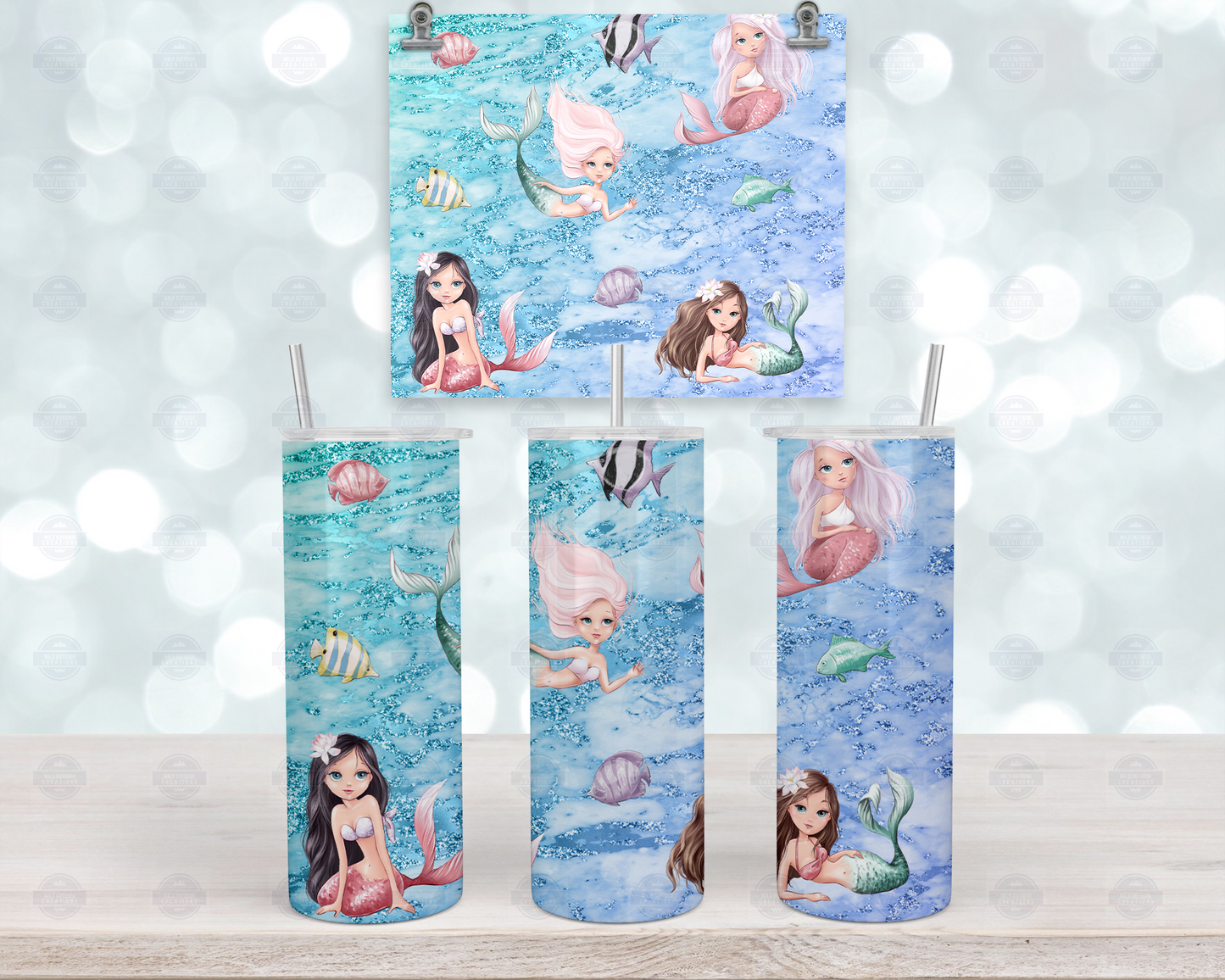 Ocean-Inspired Mermaid Travel Tumbler with Lid Straw - Perfect for Beach Lovers
