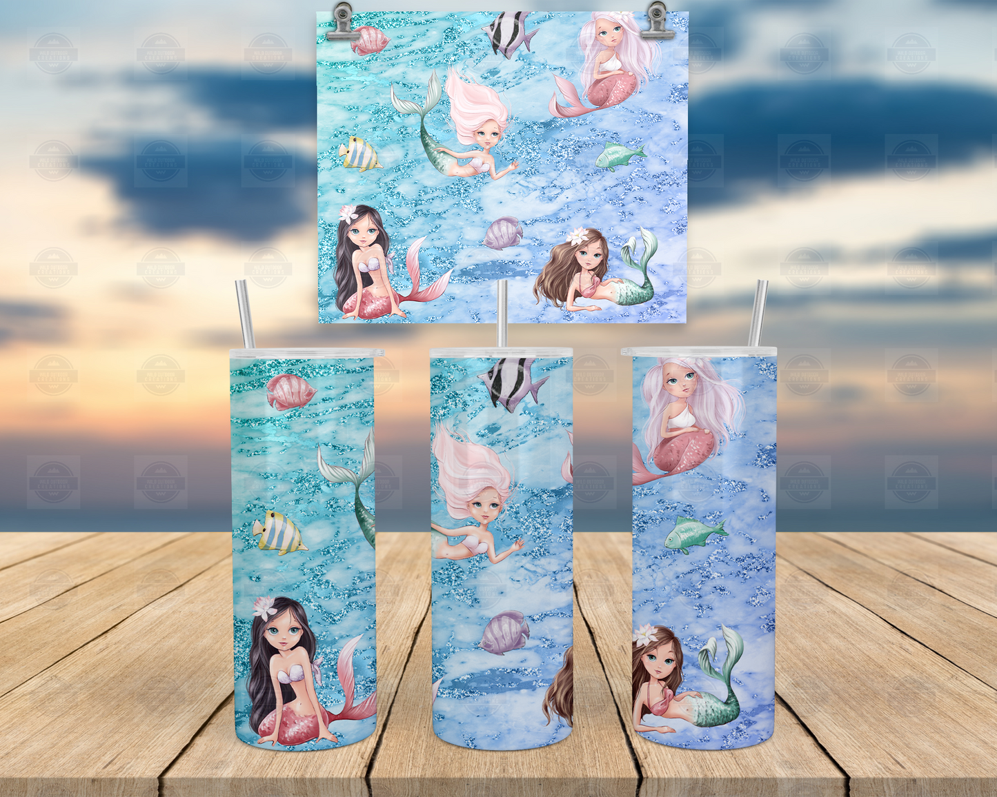 Ocean-Inspired Mermaid Travel Tumbler with Lid Straw - Perfect for Beach Lovers