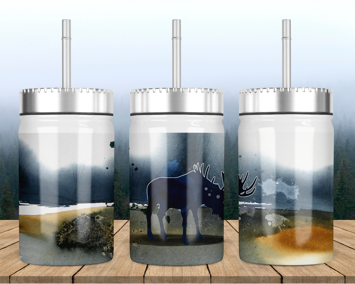 Moose Tumbler with Lid  Straw - Travel Mug Gift for Outdoorsy Dads