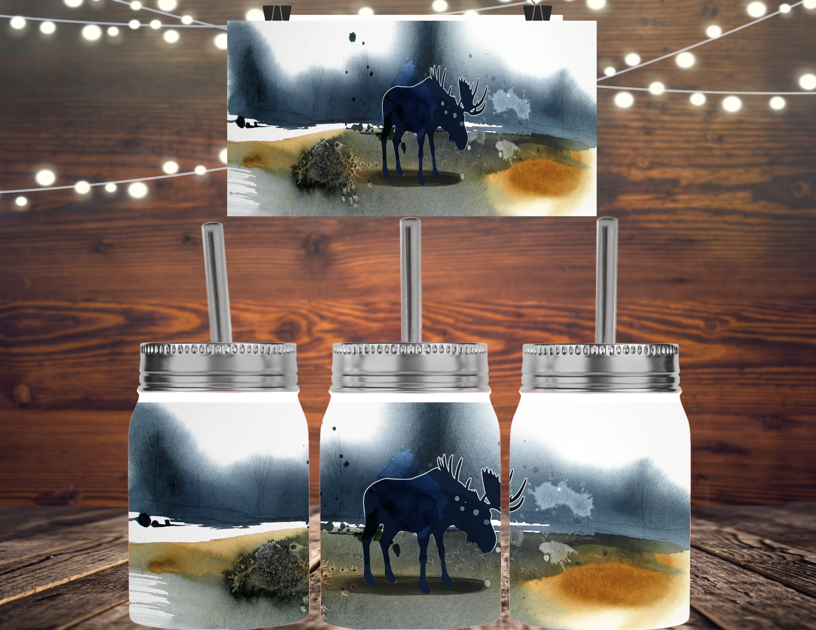 Mason Jar with Lid and Straw, Moose Tumbler, Outdoorsy Gift for Men, T –  Wild Outdoor Creations