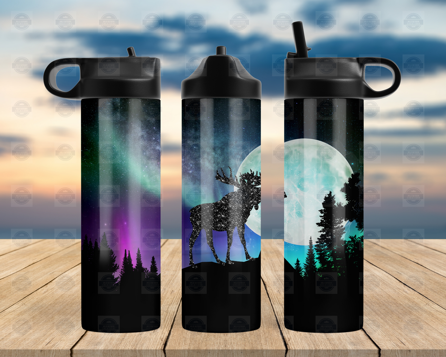 Moose Northern Lights 20oz Flip Top Water Bottle