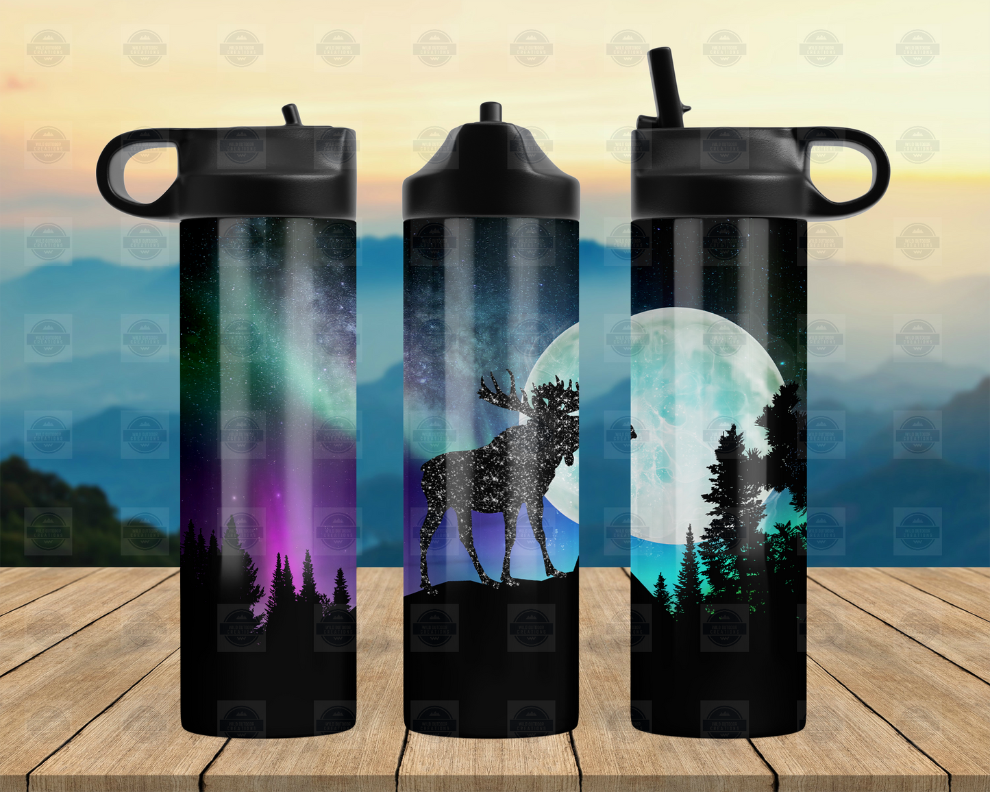 Moose Northern Lights 20oz Flip Top Water Bottle