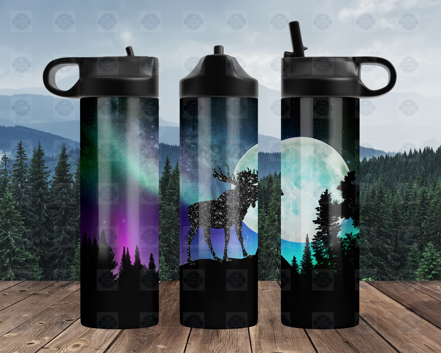 Moose Northern Lights 20oz Flip Top Water Bottle