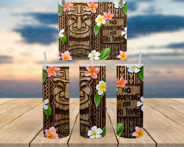 Tiki Time Iced Coffee Tumbler - No Work Zone Drinkware for Relaxation