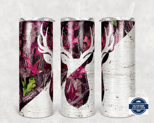 20oz Pink Camo Insulated Deer Tumbler - Stylish Travel Mug for Outdoor Adventures