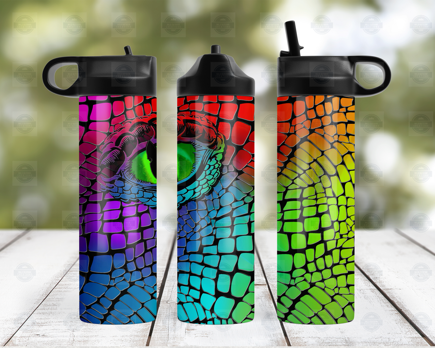 Rainbow Dragon Eye 20oz Flip Top Water Bottle, Travel Water Bottle