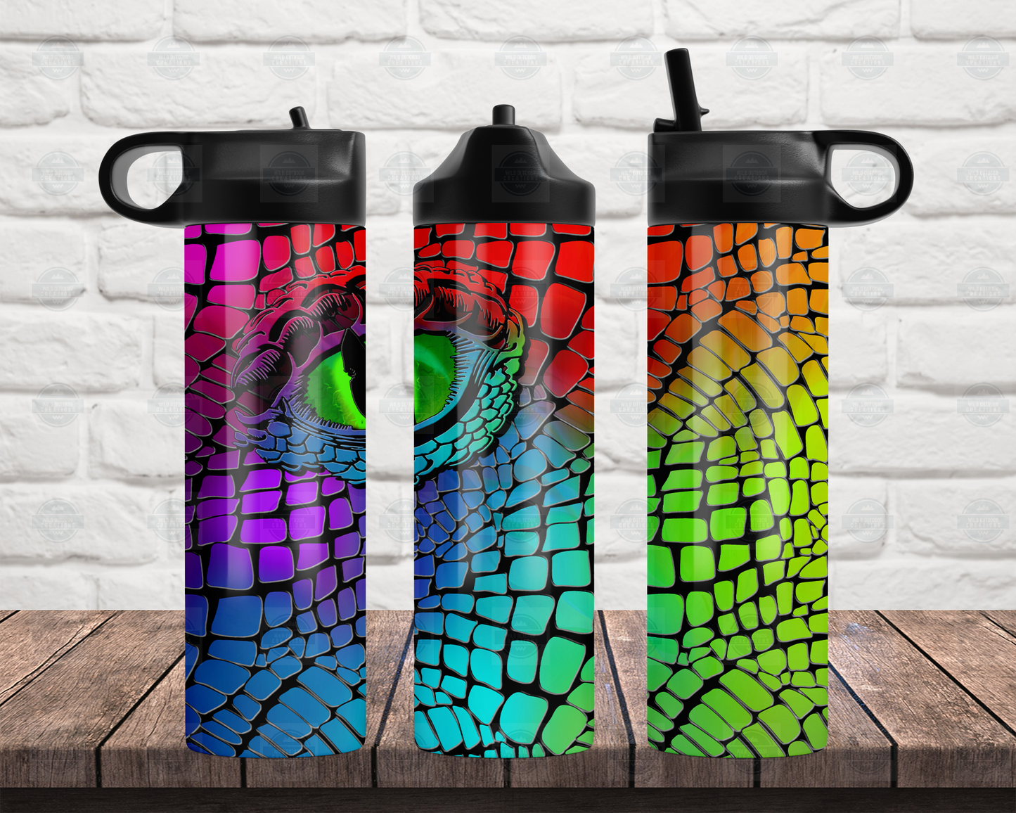 Rainbow Dragon Eye 20oz Flip Top Water Bottle, Travel Water Bottle