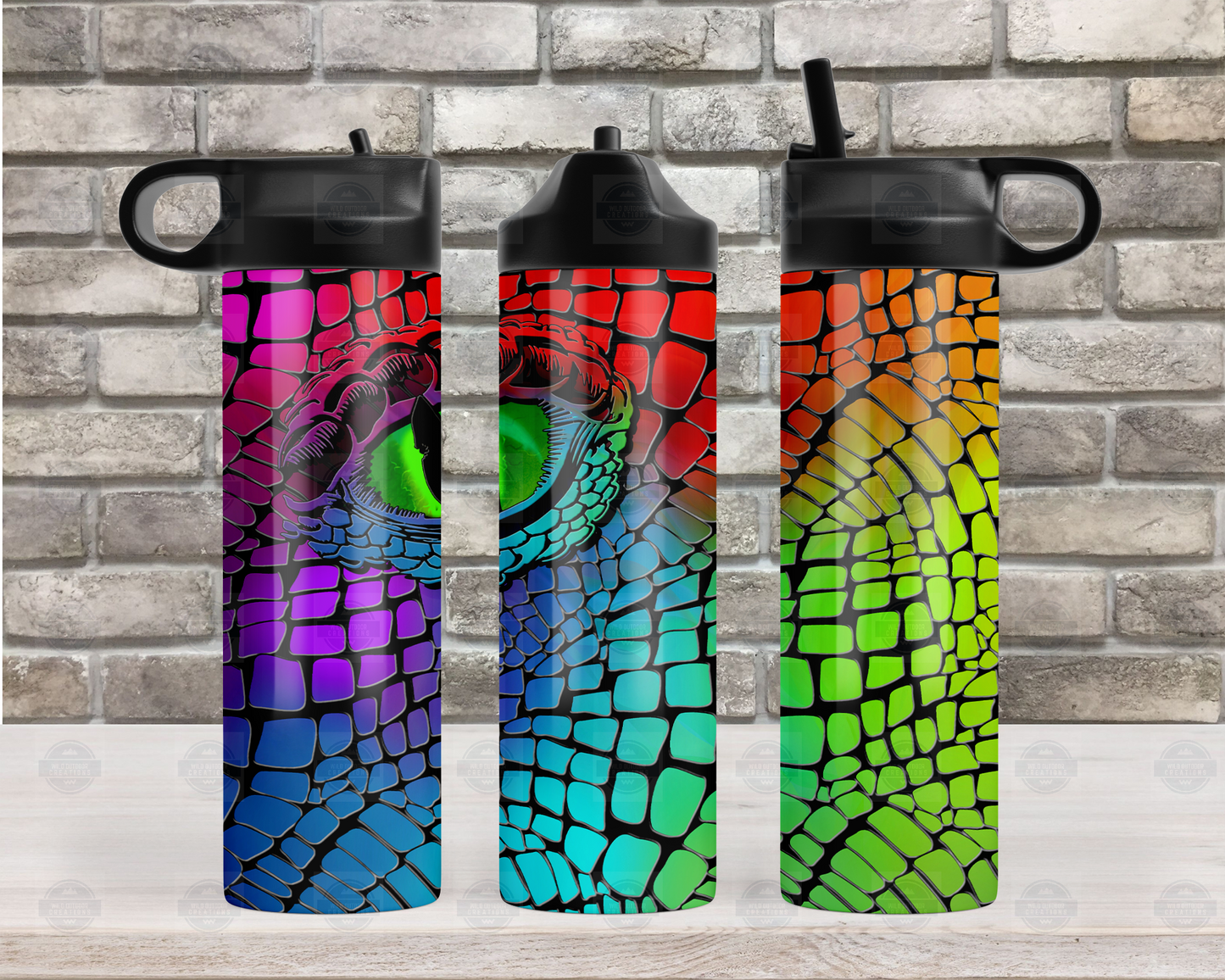 Rainbow Dragon Eye 20oz Flip Top Water Bottle, Travel Water Bottle