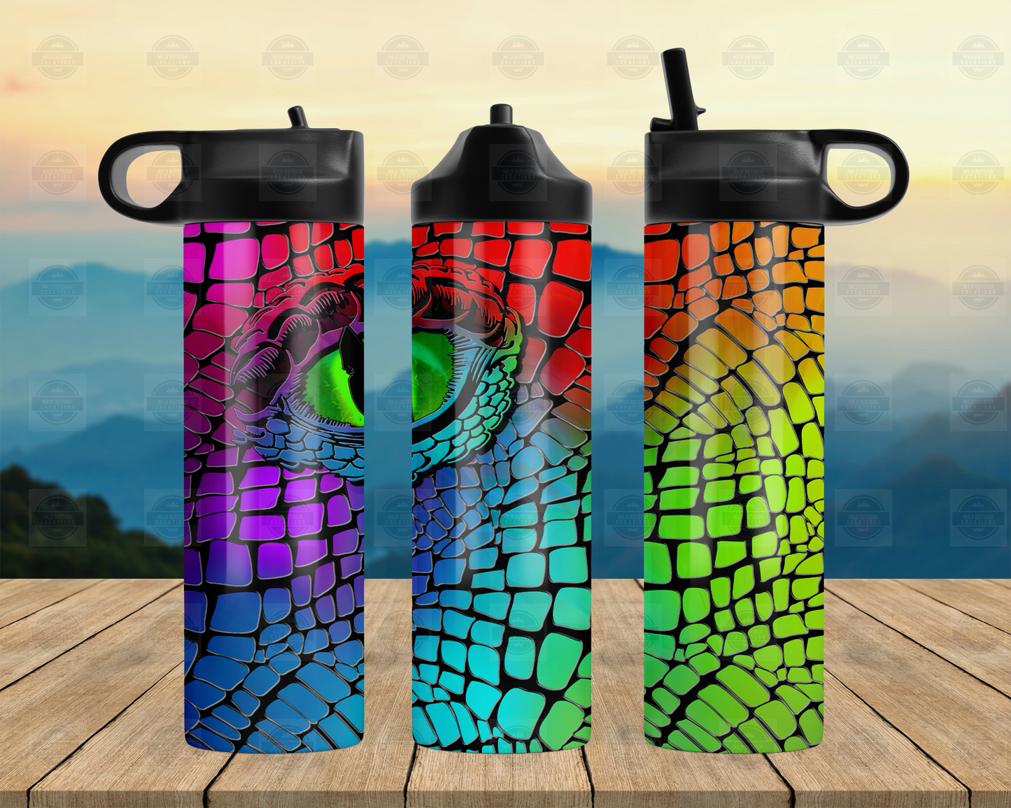 Rainbow Dragon Eye 20oz Flip Top Water Bottle, Travel Water Bottle