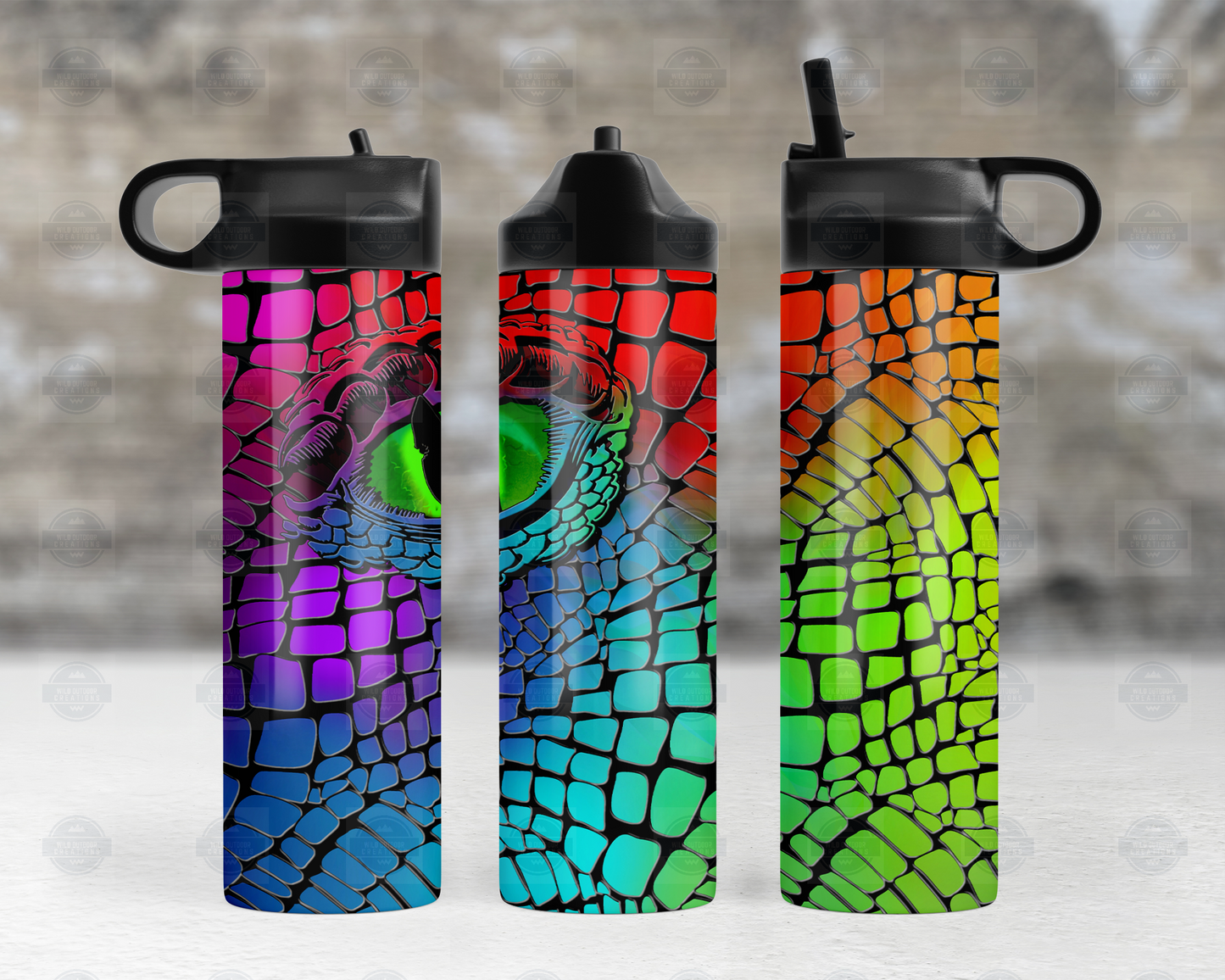Rainbow Dragon Eye 20oz Flip Top Water Bottle, Travel Water Bottle