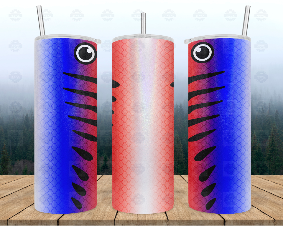 20oz Patriotic Fish Lure Tumbler - Perfect for Outdoor Enthusiasts