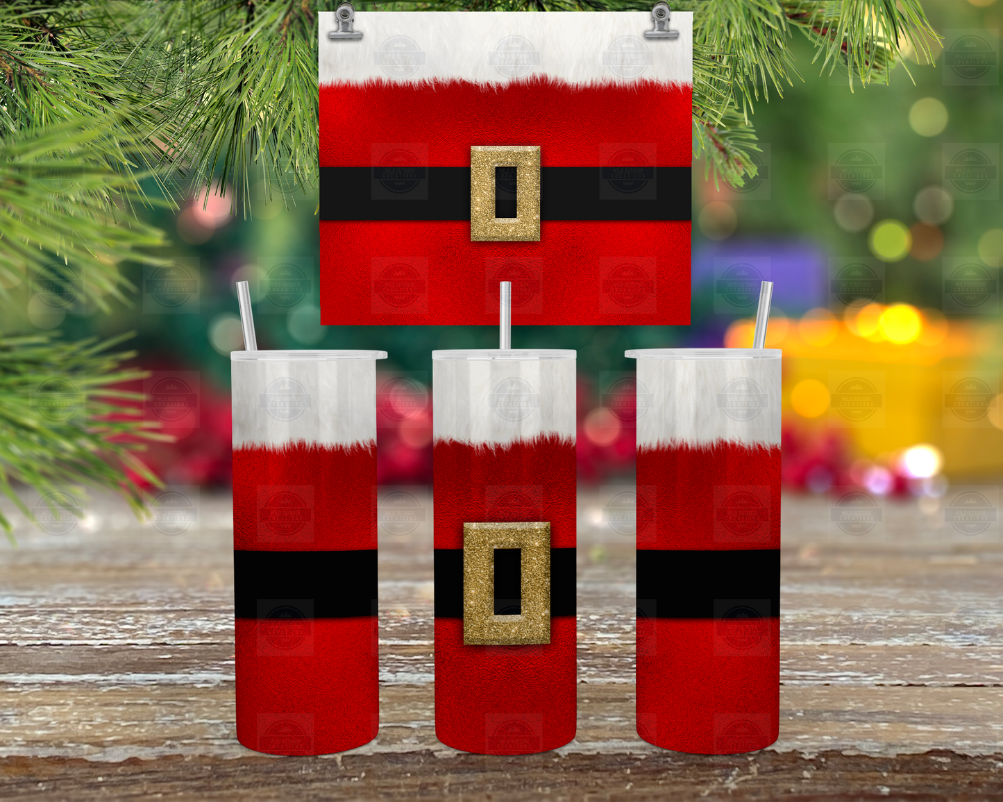 Santa Suit 20oz Skinny Tumbler with Straw and Lid, To Go Cup
