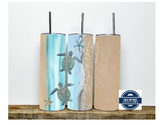 Eco-Friendly 20oz Sea Turtle Beach Tumbler - Stylish Travel Mug