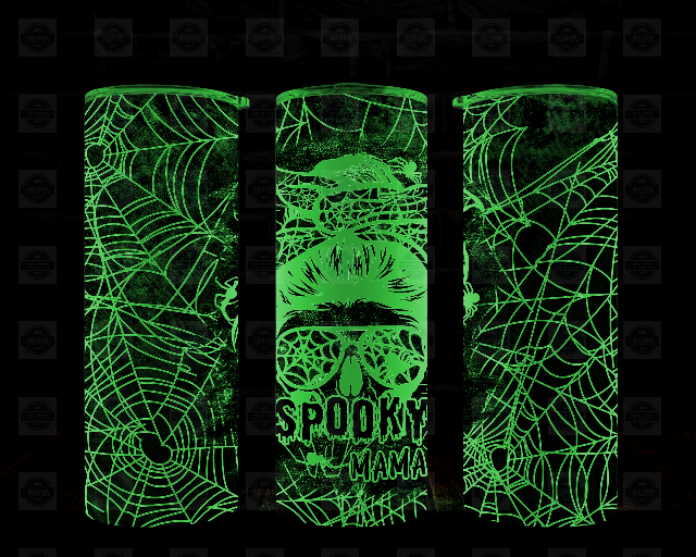 Glow-in-the-Dark Halloween Tumbler with Straw Lid - Spooky Mama Design for Festive Drinks