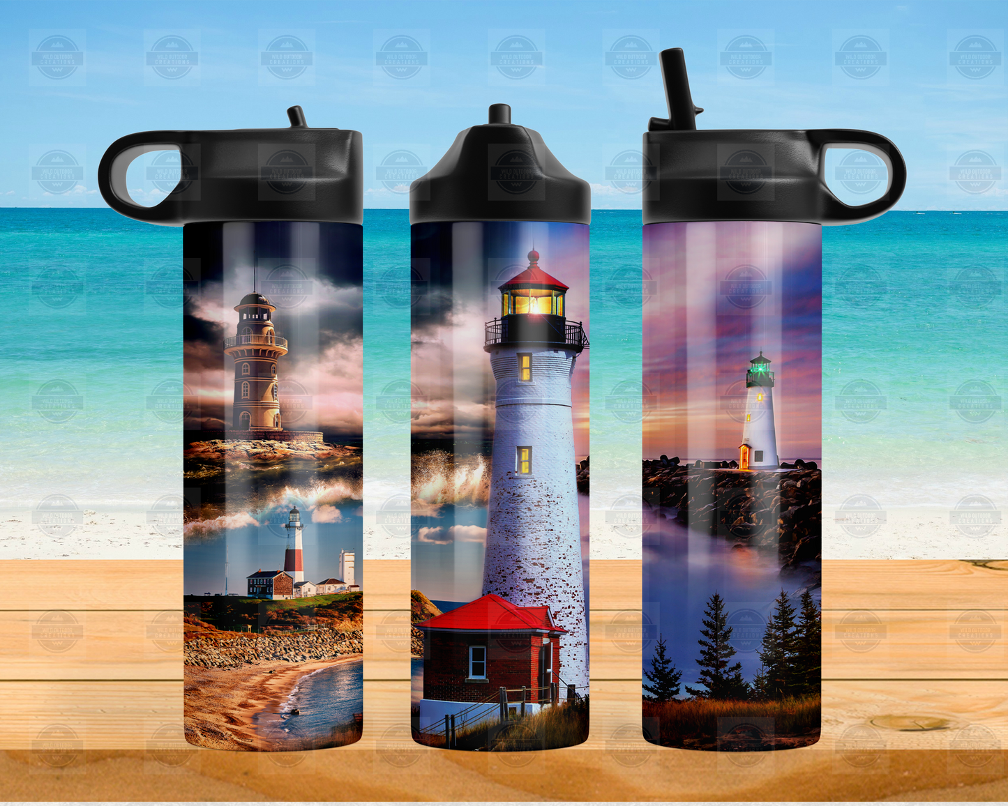 Lighthouse Flip Top Water Bottle, Nautical Gifts for Her