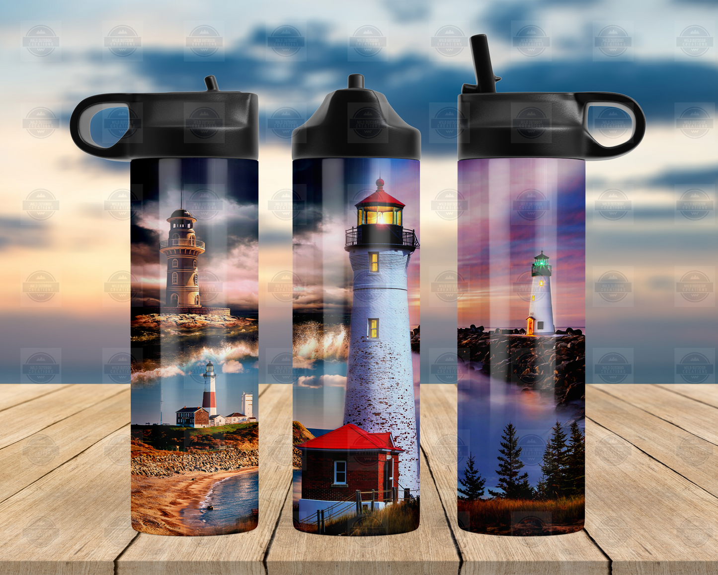 Lighthouse Flip Top Water Bottle, Nautical Gifts for Her