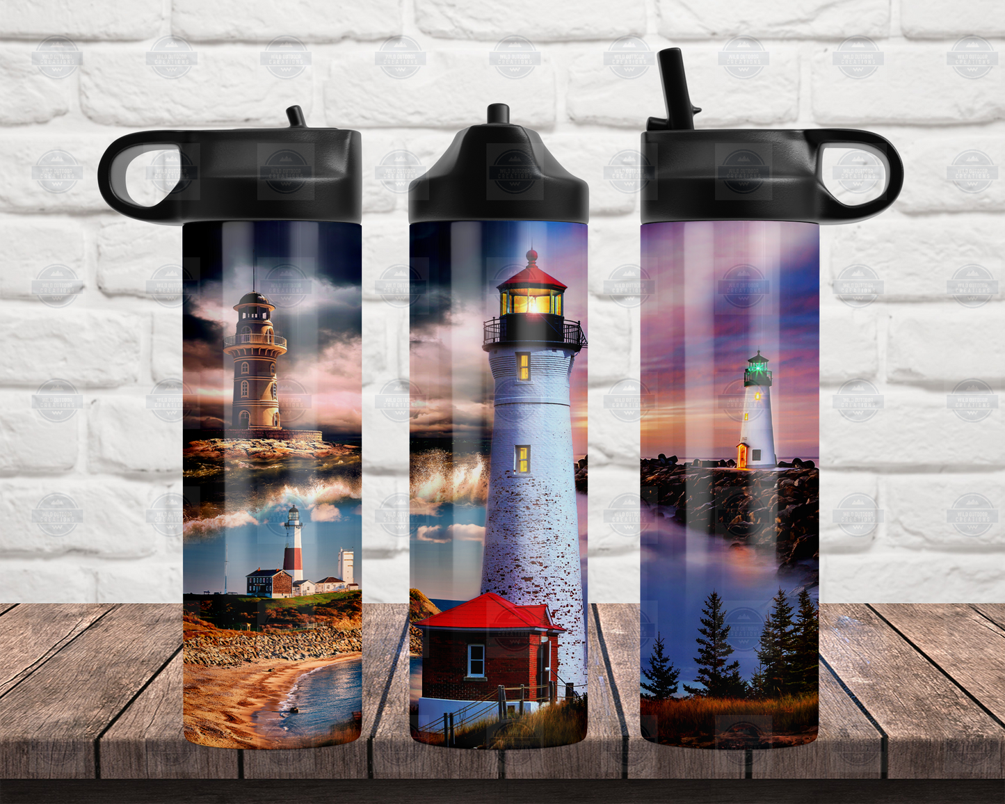 Lighthouse Flip Top Water Bottle, Nautical Gifts for Her