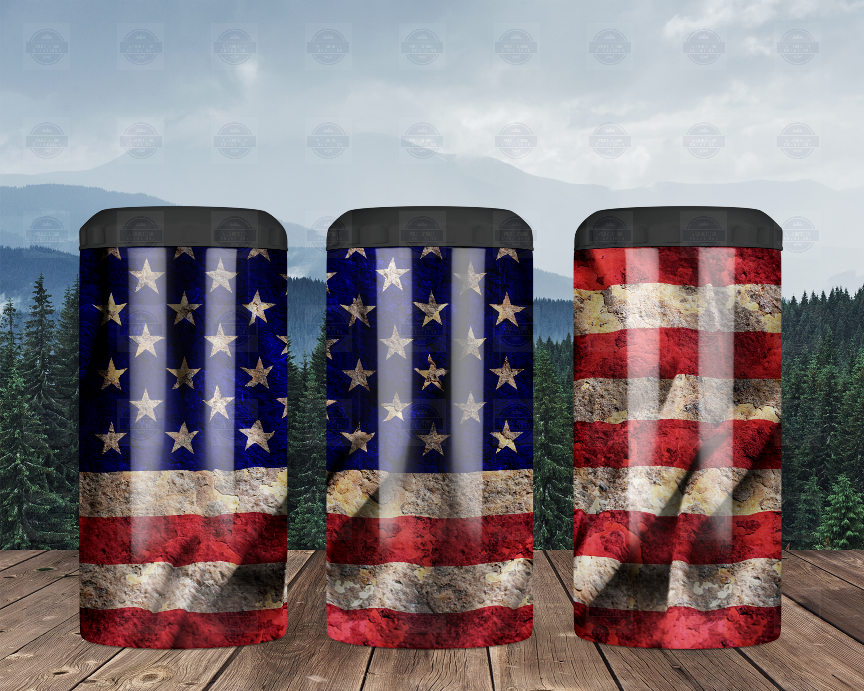 USA Flag 4-in-1 Stainless Steel Can Cooler