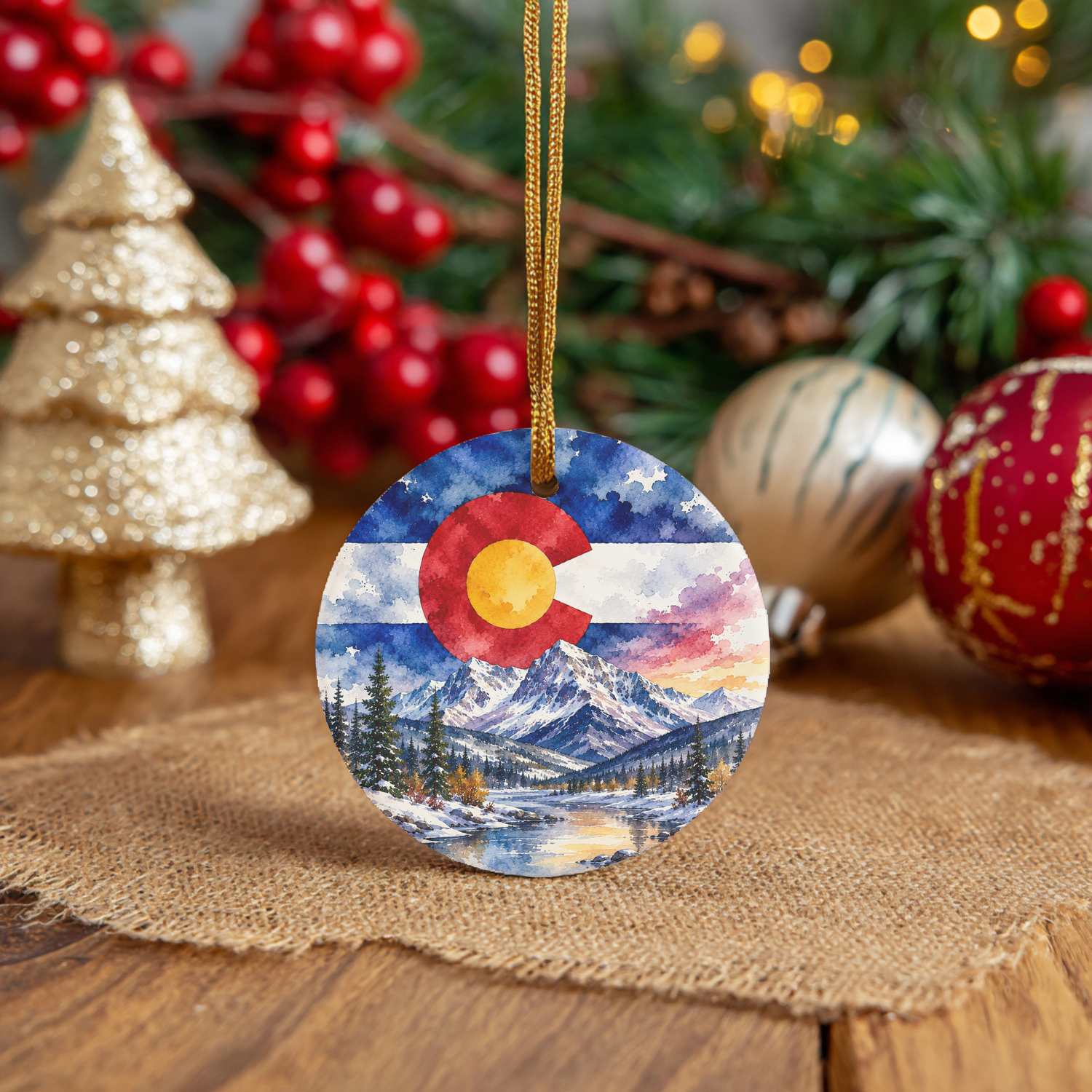 Round Ceramic Ornaments – 3", Double-Sided, Gift Box Included