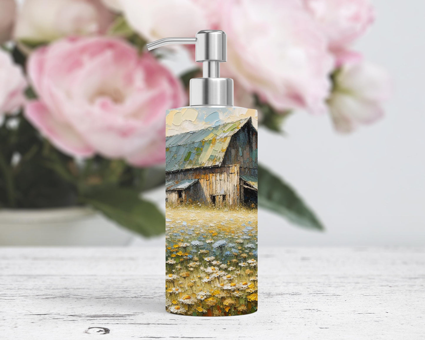 Wildflower Meadow Soap Dispenser for Rustic Farmhouse Kitchen Decor