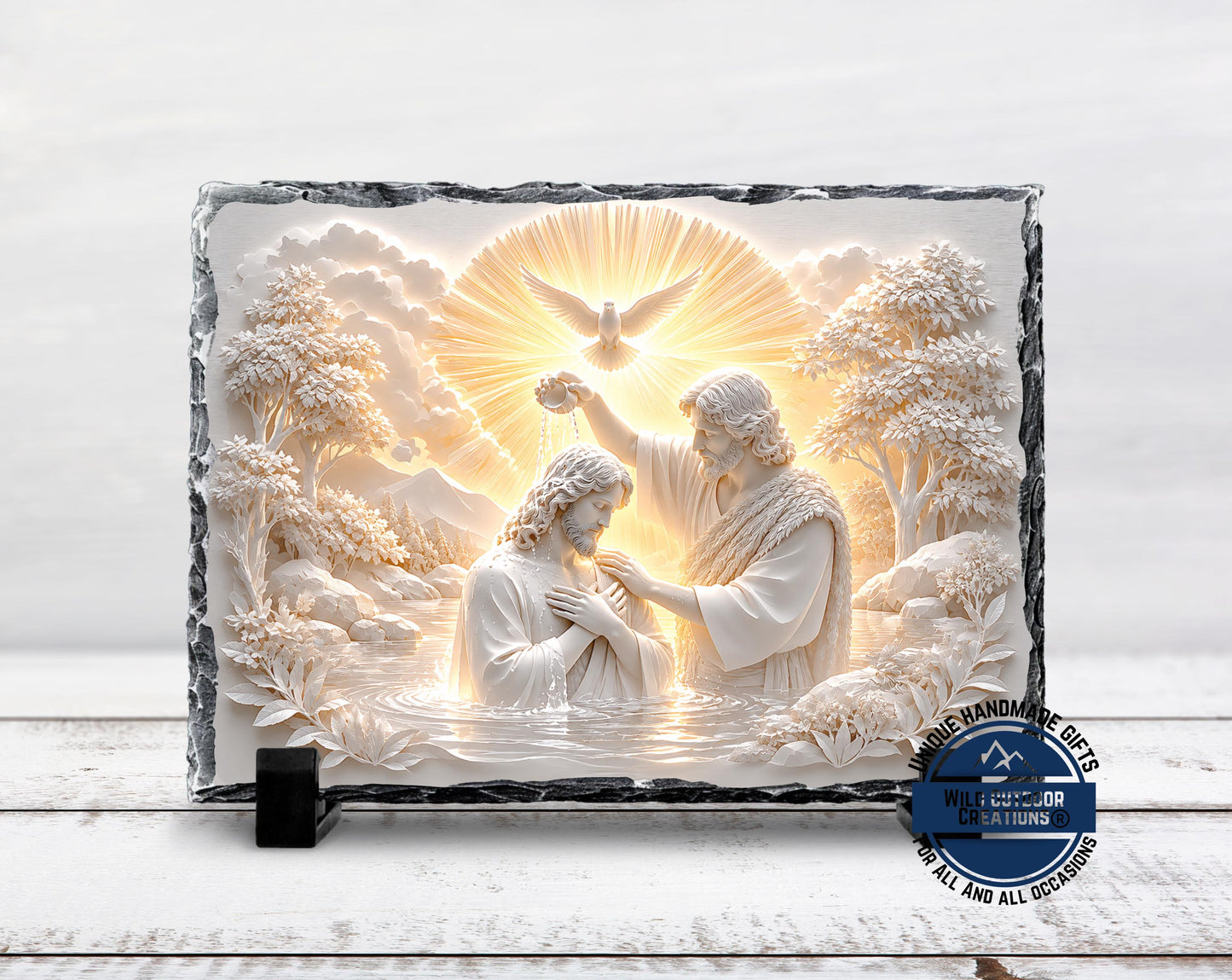 Holy Spirit Dove Baptism Slate Plaque, Jesus John Baptist Religious Decor, Confirmation Gift