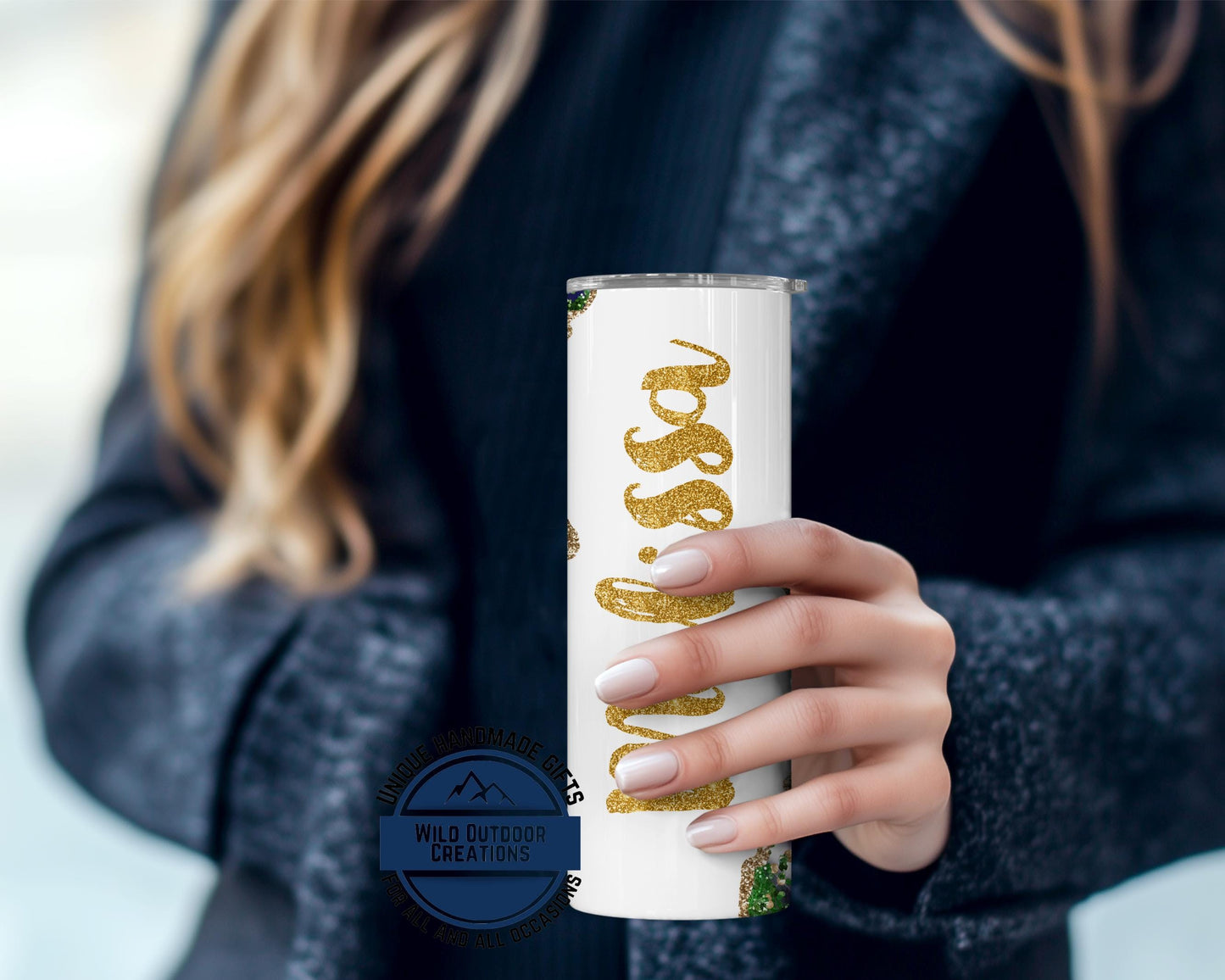 Mardi Gras Tumbler - Custom Skinny Stainless Steel Faux Glitter Cup | 20oz & 30oz Insulated - additional product photo 11