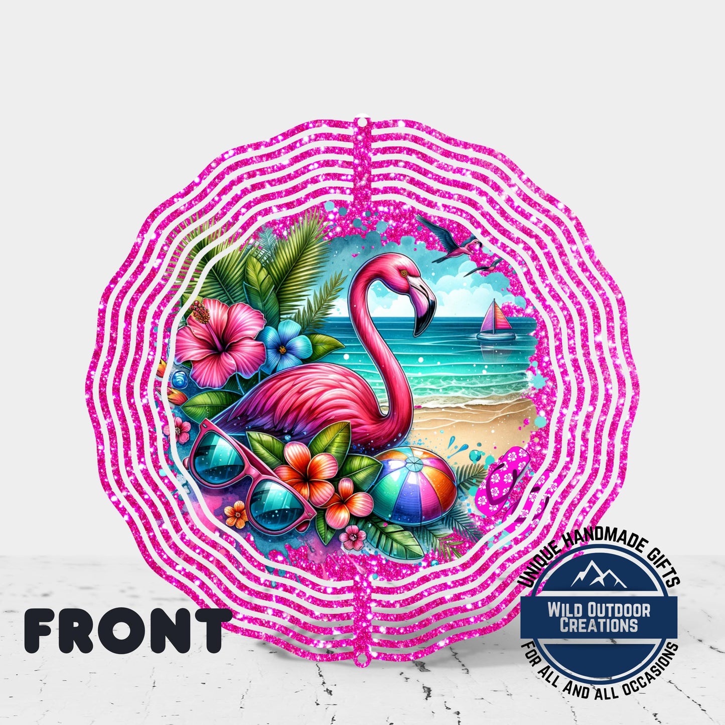 Flamingo Wind Spinner - Double Sided Aluminum Outdoor Garden Art with 360° Swivel