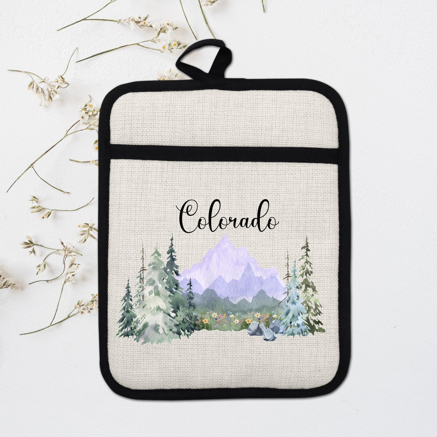 Purple Oven Mitt - Silicone Pot Holder With Heat Resistant Pocket & Hanging Loop