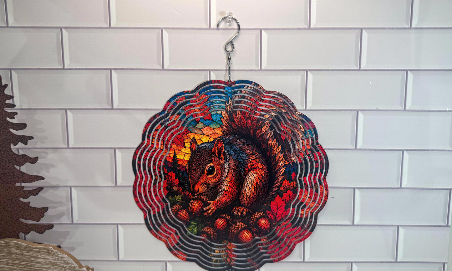 Fall Squirrel Wind Spinner | 10 Inch | 360 Swivel | Indoor Outdoor Décor Display Accent