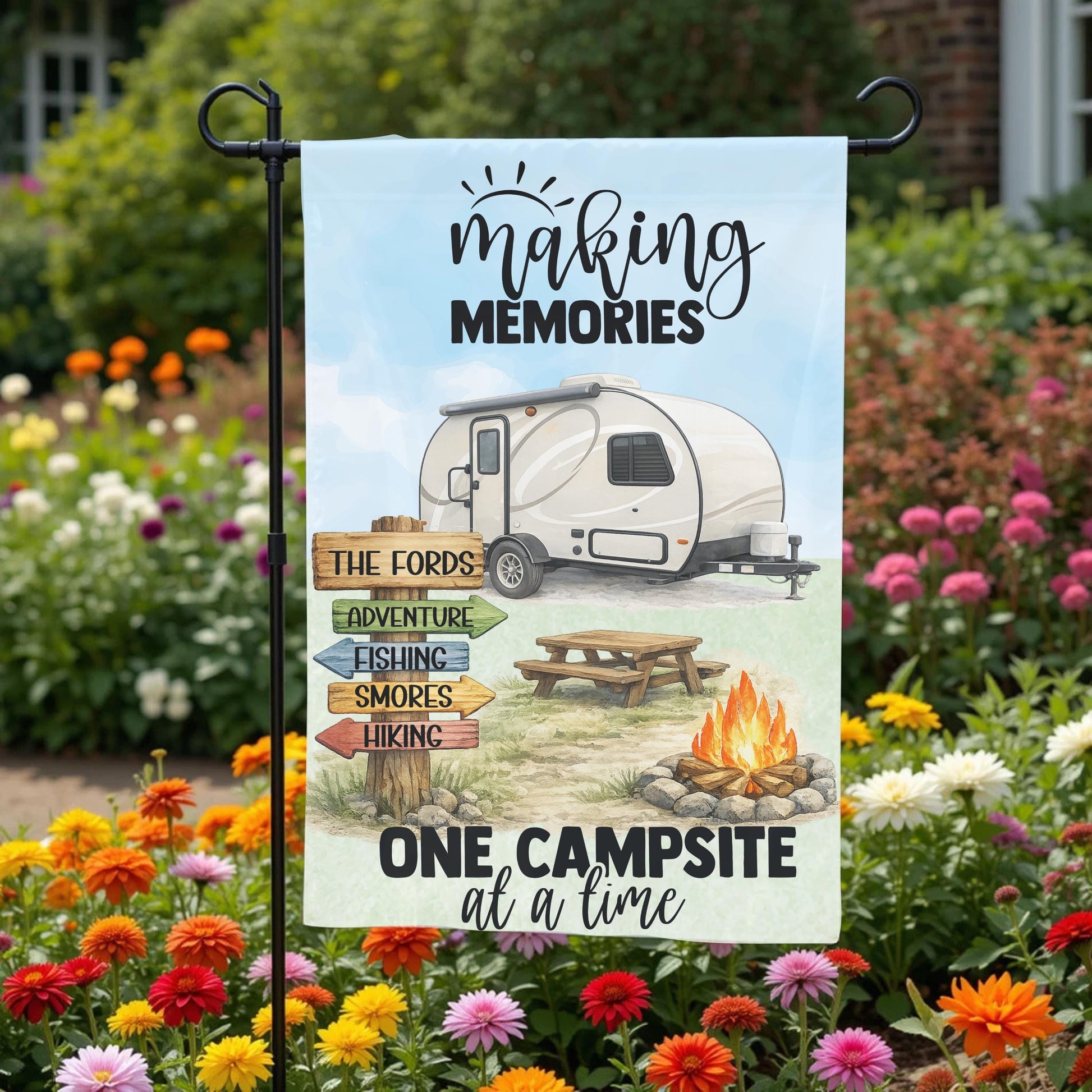 Personalized Garden Flag - Custom Camping Flag 12x18 Teardrop Camper Outdoor Decor - alternate view