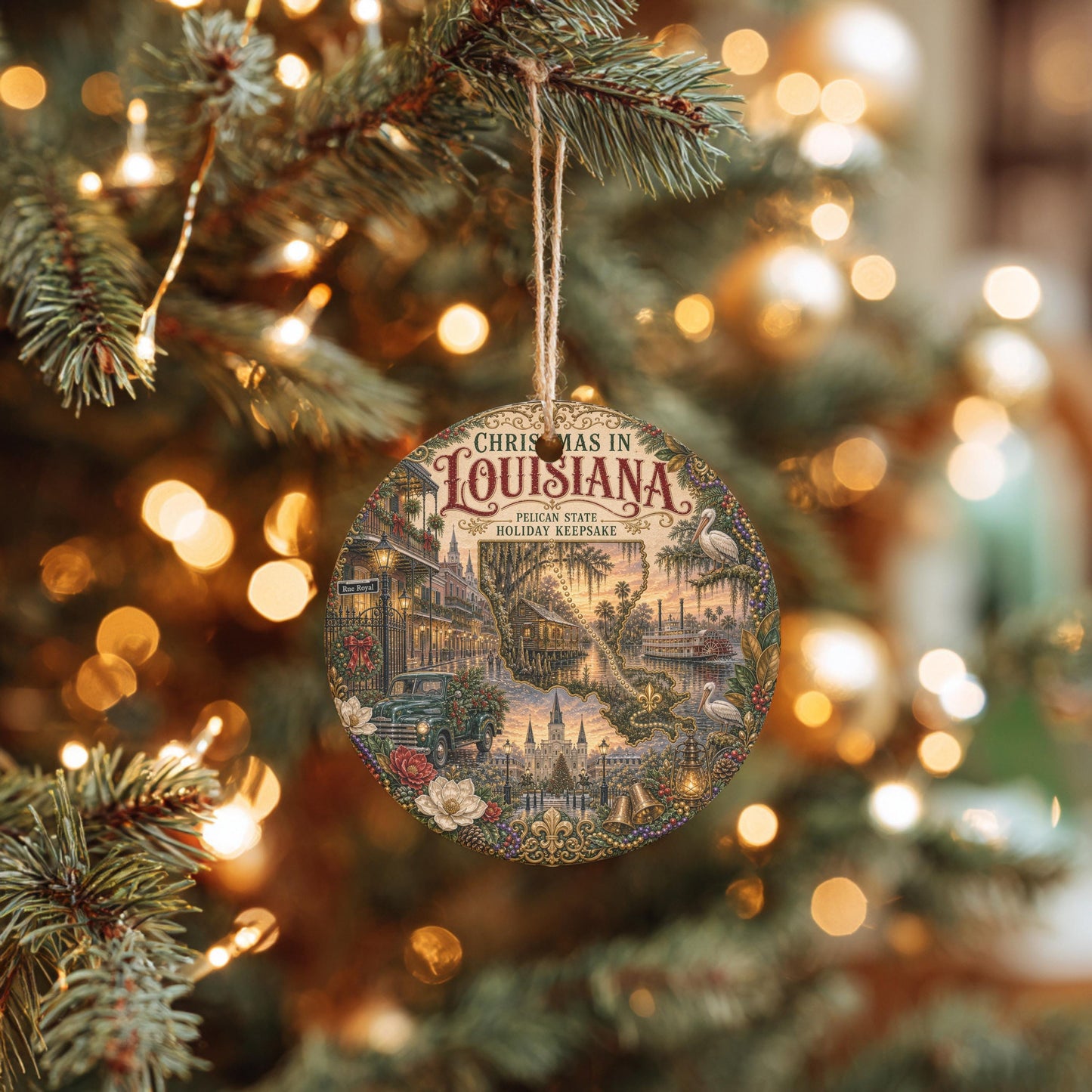 Louisiana Christmas Ornament | French Quarter Ceramic Keepsake