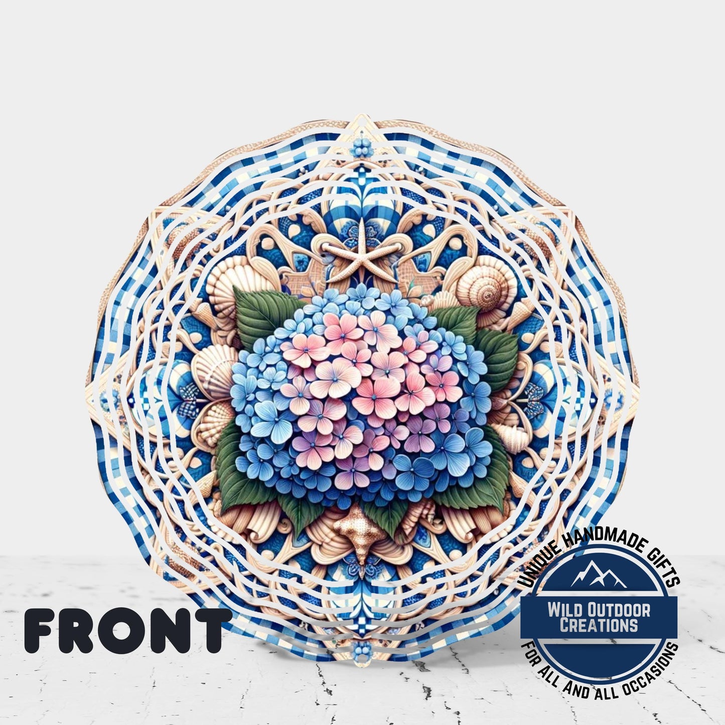 Hydrangea Garden Spinner – Coastal Garden Decor with 360 Degree Swivel