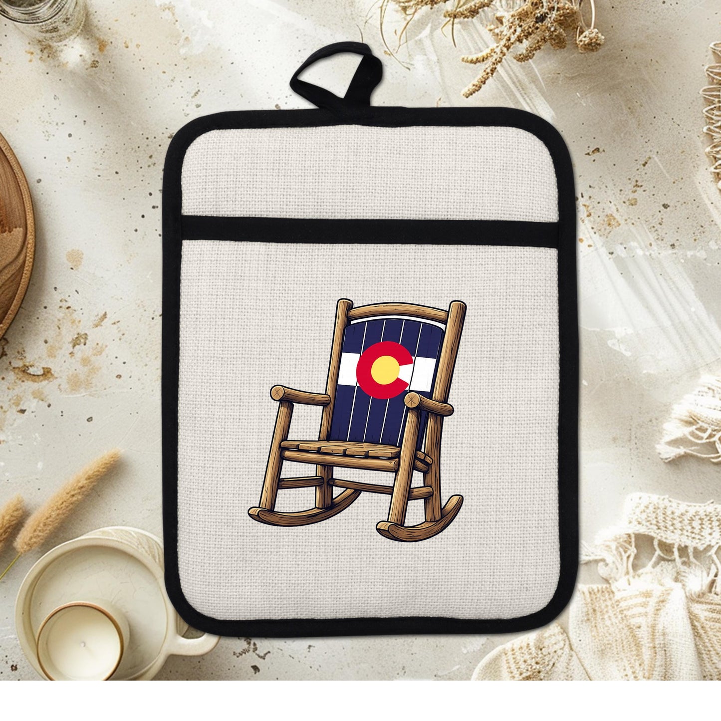Colorado Kitchen Pot Holder - Silicone Trivet, Rustic Farmhouse Style Heat Resistant