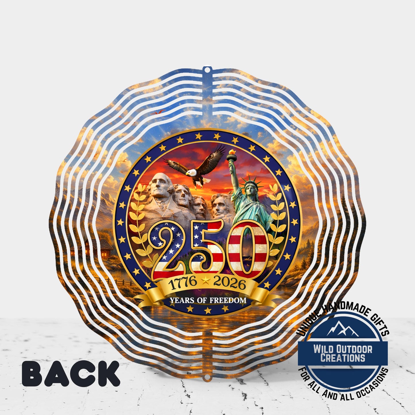 USA 250th Anniversary Wind Spinner – Patriotic Outdoor Decor | Aluminum Garden Spinner - product dimensions and specificat...