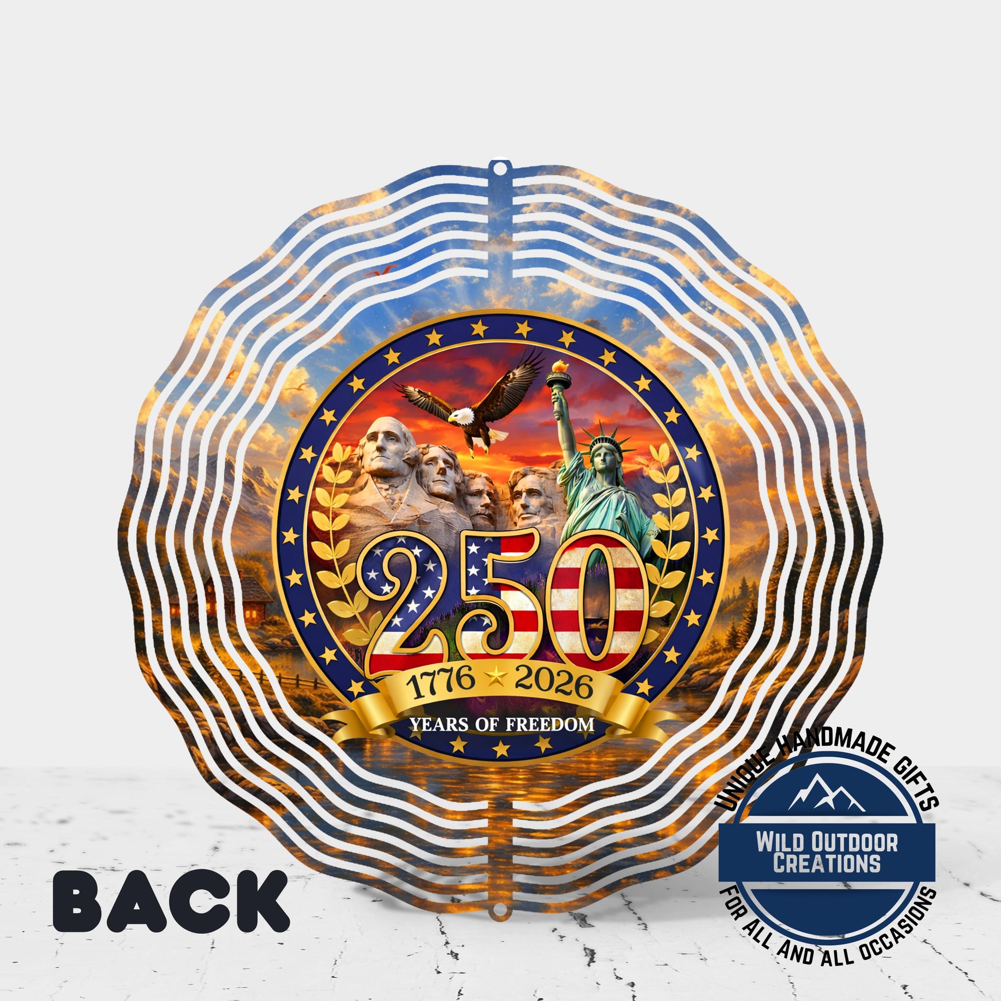 USA 250th Anniversary Wind Spinner – Patriotic Outdoor Decor | Aluminum Garden Spinner - product dimensions and specificat...
