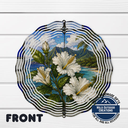 Hibiscus Wind Spinner – Aluminum Garden Decor | Hawaii State Flower Tropical Art