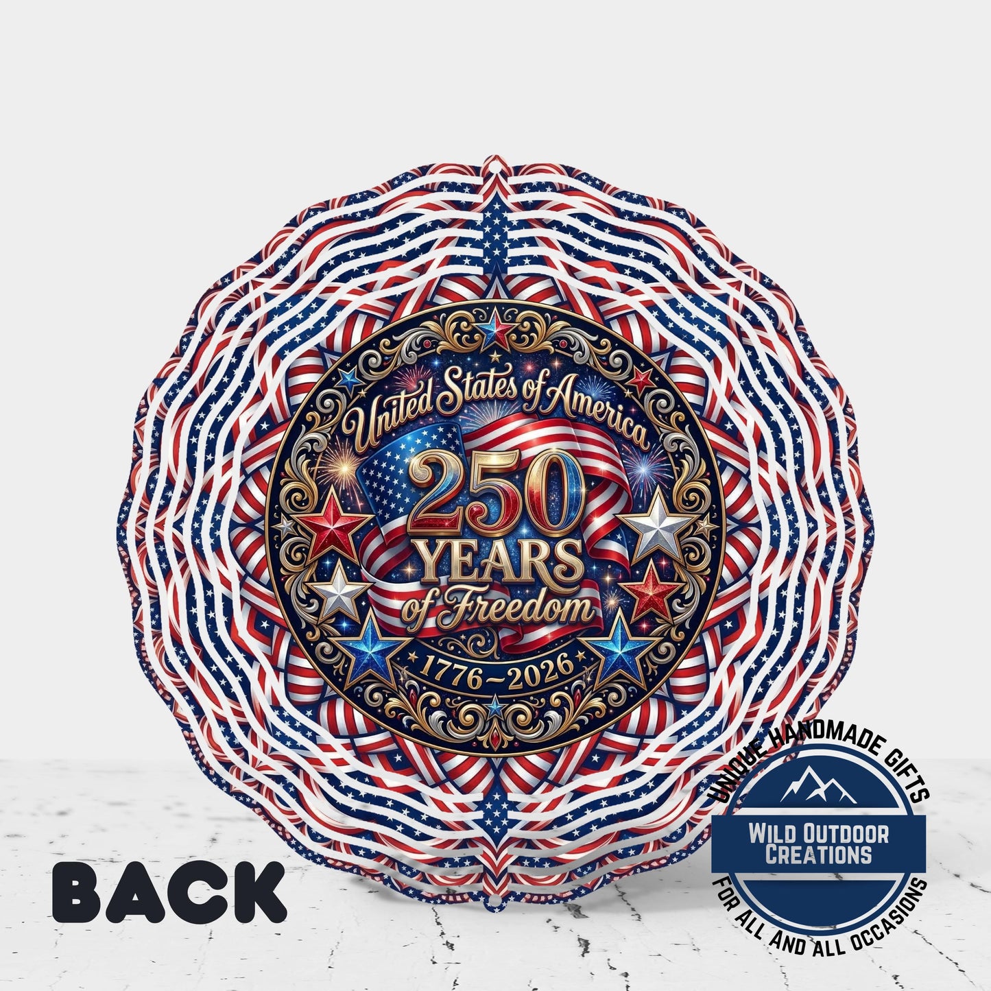 USA 250th Anniversary Wind Spinner – Patriotic Garden Decor | Aluminum Outdoor Spinner - product dimensions and specificat...