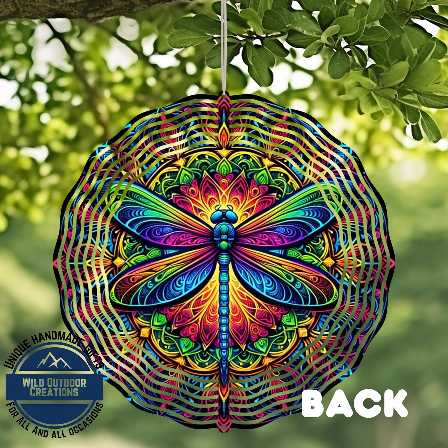 Dragonfly Wind Spinner - Vibrant Rainbow Neon Garden Decor With 360 Degree Swivel