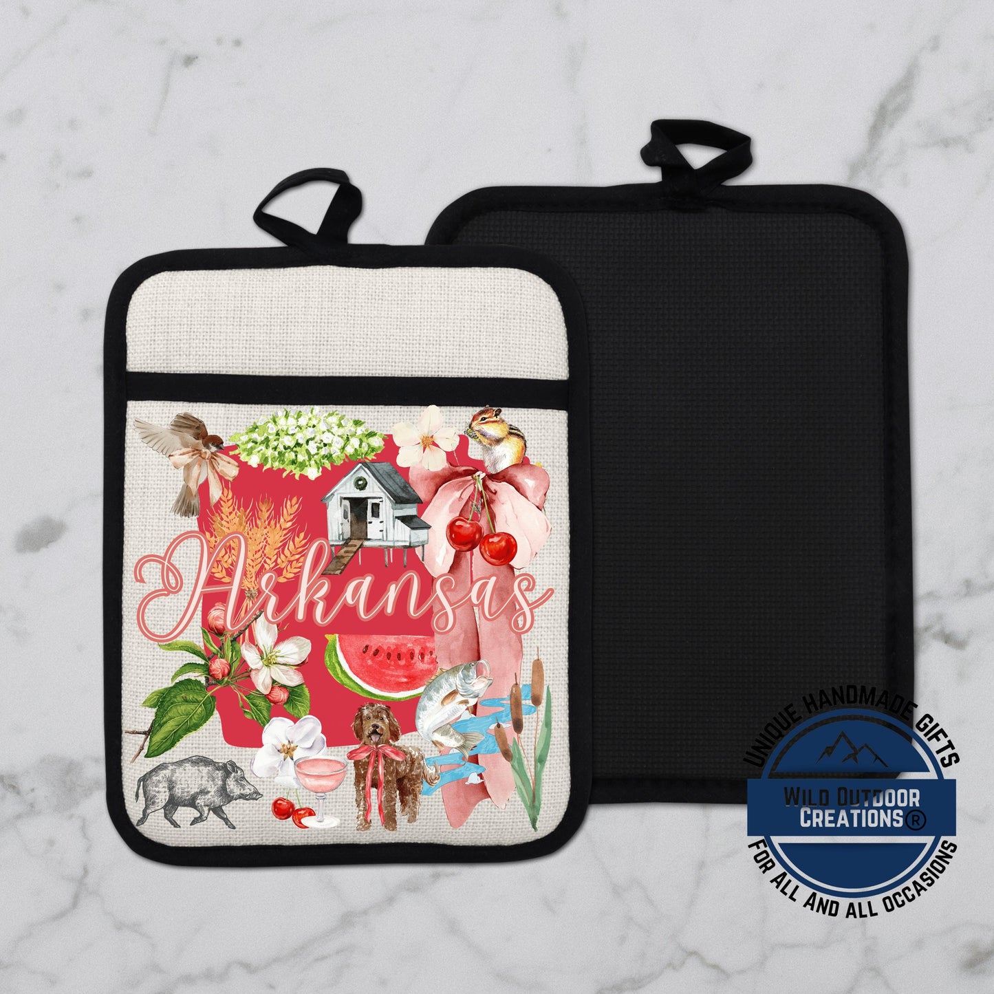 Arkansas Pot Holder | Non Slip Potholder Heat Resistant Kitchen Accessory With Sublimation Printed Linen - lifestyle view